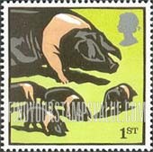 FindYourStampsValue: Great Britain (United Kingdom): Farm Animals - British Saddleback Pigs