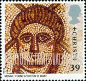 FindYourStampsValue: Great Britain (United Kingdom): Roman Artifacts - Mosaic of Christ