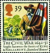 FindYourStampsValue: Great Britain (United Kingdom): English Civil War, 350th Anniversary - Standard Bearer