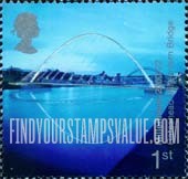 FindYourStampsValue: Great Britain (United Kingdom): People & Place - Gateshead Millennium Bridge, Newcastle