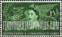 FindYourStampsValue: Great Britain (United Kingdom): 6th British Empire and Commonwealth Games - Welsh Dragon Holding Laurel