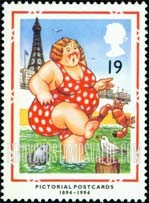 FindYourStampsValue: Great Britain (United Kingdom): British Picture Postcards, Centenary, Seaside Characters - 'Bather at Blackpool'