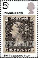 FindYourStampsValue: Great Britain (United Kingdom): "Philympia 70" London Philatelic Exhibition - Penny Black