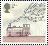 FindYourStampsValue: Great Britain (United Kingdom): World of Invention - Locomotive and Tracks