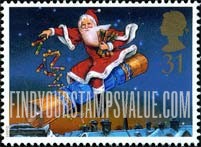 FindYourStampsValue: Great Britain (United Kingdom): Christmas Crackers - Santa riding across Sky on Giant Cracker