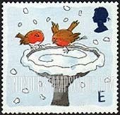 FindYourStampsValue: Great Britain (United Kingdom): Christmas - Robins and Birdbath, Self-Adhesive Stamp