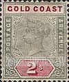 FindYourStampsValue: Gold Coast: Queen Victoria - Two Shillings