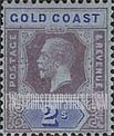 FindYourStampsValue: Gold Coast: King George V - Two Shillings, Die I