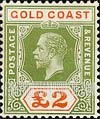 FindYourStampsValue: Gold Coast: King George V - Two Pounds, Die I