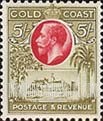 FindYourStampsValue: Gold Coast: Cristiansborg Castle and King George V - Five Shillings