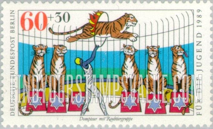 FindYourStampsValue: OCCUPATION SEMI-POSTAL - Circus Type of 1989: Tamer and tigers