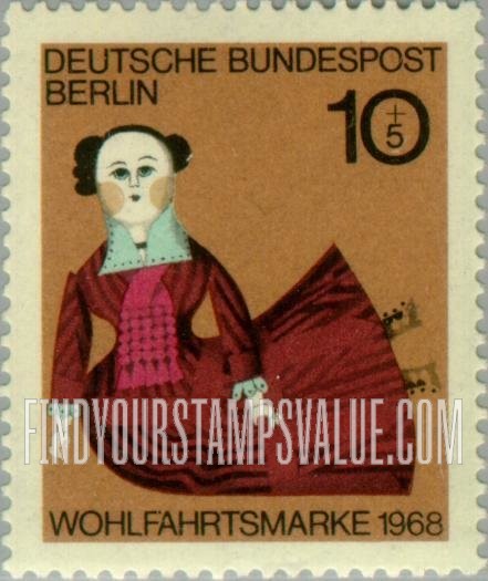 FindYourStampsValue: OCCUPATION SEMI-POSTAL - Doll Type of 1968: Various 19th century dolls in sitting position