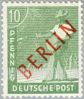 FindYourStampsValue: BERLIN - Sower: Stamps of Germany 1947-48 with “a” Overprint in Red