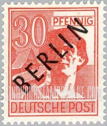 FindYourStampsValue: BERLIN - Laborer: Overprinted Diagonally in Black