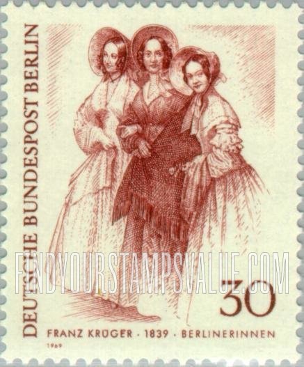 FindYourStampsValue: BERLIN - 19th Century Berliners: Three Ladies, by Franz Kruger