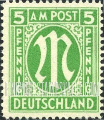 FindYourStampsValue: A. M. G. ISSUE - "M" in Circle