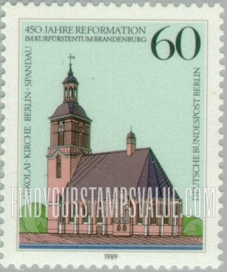 FindYourStampsValue: BERLIN - 450th Anniversary of the Reformation: Nikolai Church, Spandau District