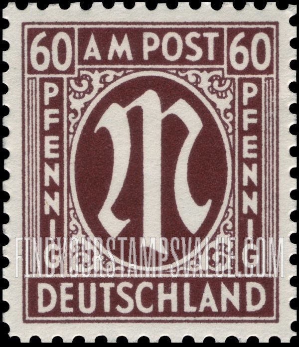 FindYourStampsValue: A. M. G. ISSUE - "M" in Circle
