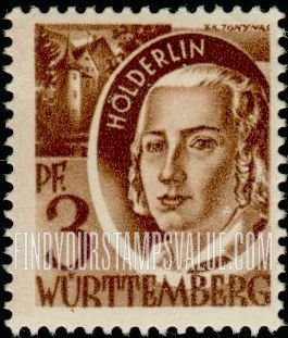 FindYourStampsValue: WURTTEMBERG - Friedrich Hölderlin
