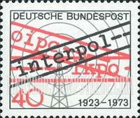 FindYourStampsValue: 50th Anniversary of International Criminal Police Organization (INTERPOL) - Radio Tower