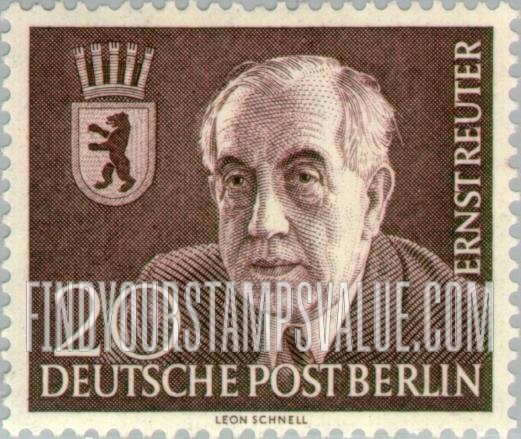FindYourStampsValue: BERLIN - Professor Ernst Reuter (1889-1953), Mayor of Berlin (1948-53)