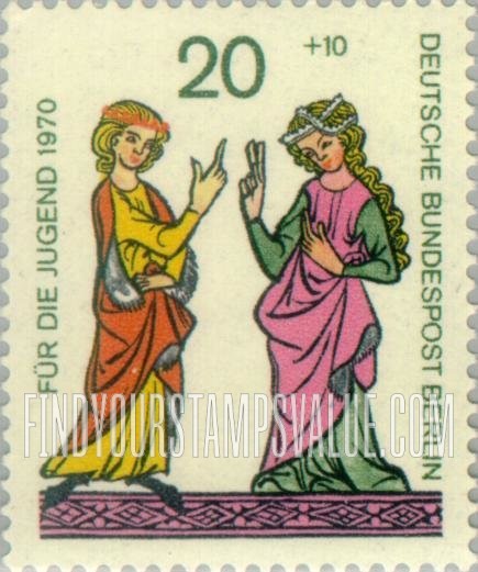 FindYourStampsValue: OCCUPATION SEMI-POSTAL - Minnesinger Type of 1970: Meinloh von Sevelingen