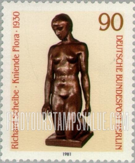 FindYourStampsValue: BERLIN - 20th Century Sculptures: Flora Kneeling, by Richard Scheibe, 1930