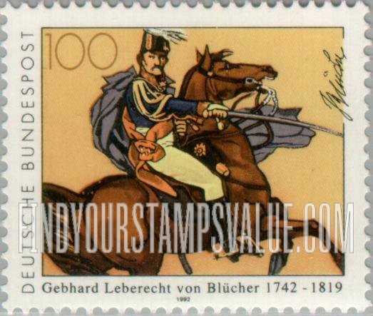 FindYourStampsValue: Gebhard Leberecht von Blucher (1742-1819), Commander of Prussian Army