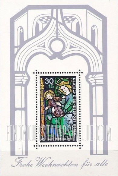 FindYourStampsValue: OCCUPATION SEMI-POSTAL - Christmas Type of 1977: Virgin and Child, stained-glass window, Sacristy of St. Gereon Basilica, Cologne