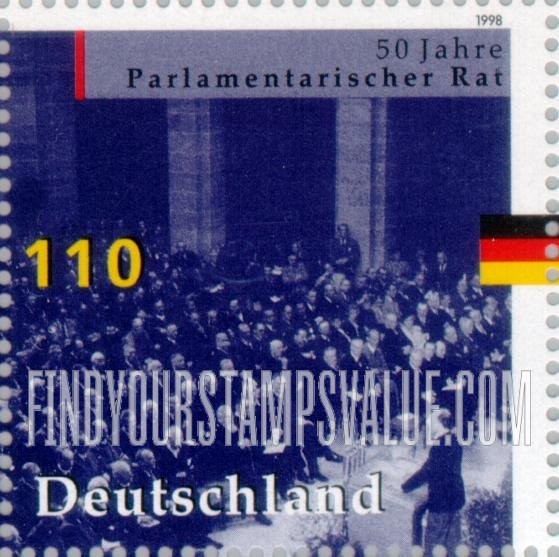FindYourStampsValue: German Constitution: Parliamentary Council, Bonn, 1948, convening to draw up constitution