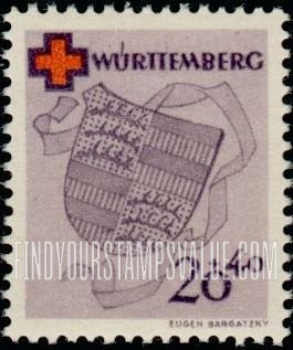 FindYourStampsValue: OCCUPATION SEMI-POSTAL - Arms of Württemberg: Type of Baden, 1949