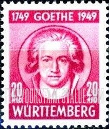 FindYourStampsValue: OCCUPATION SEMI-POSTAL - Johann Wolfgang von Goethe: Goethe Type of Baden, 1949
