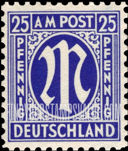 FindYourStampsValue: A. M. G. ISSUE - "M" in Circle