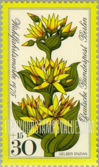 FindYourStampsValue: OCCUPATION SEMI-POSTAL - Flower Type of 1975: Yellow gentian