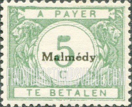 FindYourStampsValue: OCCUPATION POSTAGE DUE - Belgian Postage Due Stamps of 1919-20, Overprinted