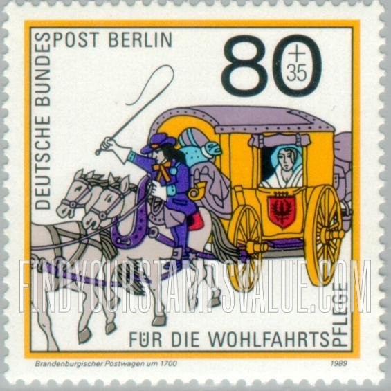 FindYourStampsValue: OCCUPATION SEMI-POSTAL - Mail Carrying Type of 1989: Brandenburg mail wagon, c. 1700