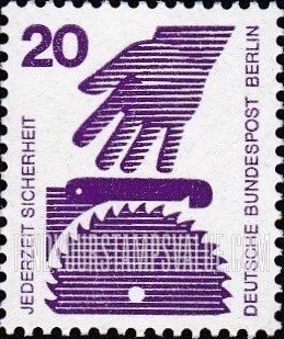 FindYourStampsValue: BERLIN - Accident Prevention Type of Germany: Hand & circular saw