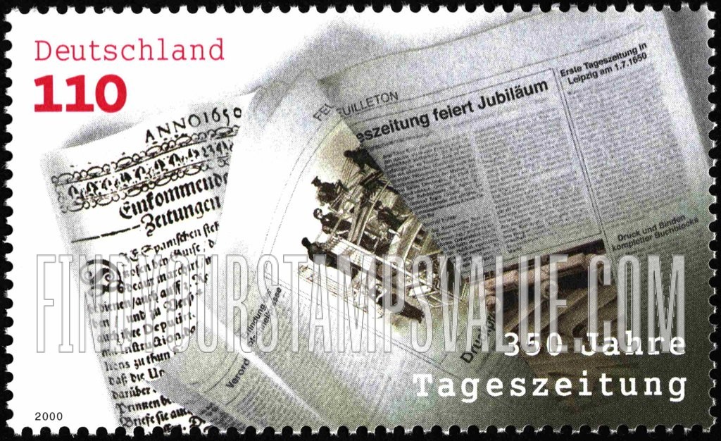 FindYourStampsValue: Einkommende Zeitungen, First Daily Newspaper, 350th Anniversary