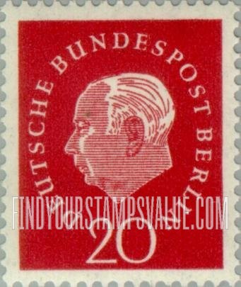 FindYourStampsValue: BERLIN - President Heuss Type of Germany, 1959