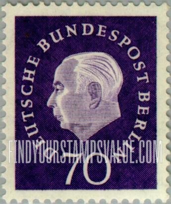 FindYourStampsValue: BERLIN - President Heuss Type of Germany, 1959