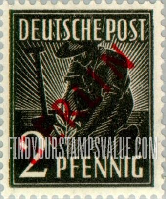 FindYourStampsValue: BERLIN - Planting Olive: Stamps of Germany 1947-48 with “a” Overprint in Red