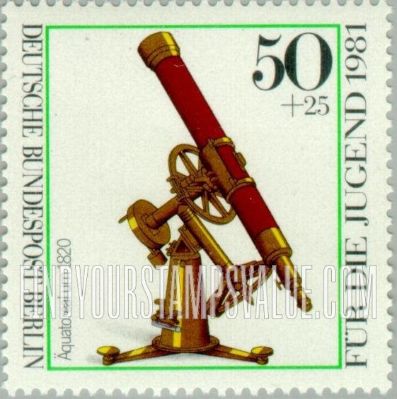 FindYourStampsValue: OCCUPATION SEMI-POSTAL - Optical Instrument Type of 1981: Equatorial telescope, 1820