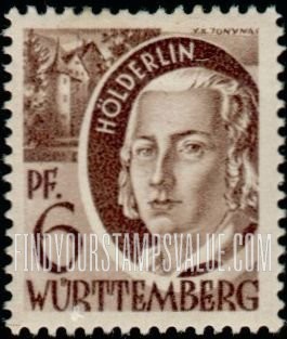FindYourStampsValue: WURTTEMBERG - Friedrich Hölderlin
