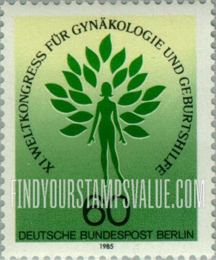 FindYourStampsValue: BERLIN - 9th World Gynecological Congress: Emblem of the International Federation for Gynecology and birth aid
