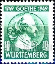 FindYourStampsValue: OCCUPATION SEMI-POSTAL - Johann Wolfgang von Goethe: Goethe Type of Baden, 1949