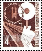 FindYourStampsValue: Exhibition of Transport and Communications, Munich - Train and Hand Signal