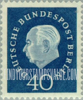 FindYourStampsValue: BERLIN - President Heuss Type of Germany, 1959