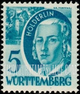 FindYourStampsValue: WURTTEMBERG - Friedrich Hölderlin