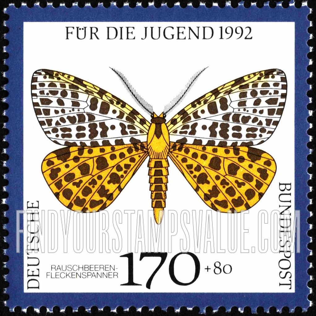 FindYourStampsValue: SEMI-POSTAL - Endangered Butterfly Type of 1991: Rauschbeeren-fleckenspanner