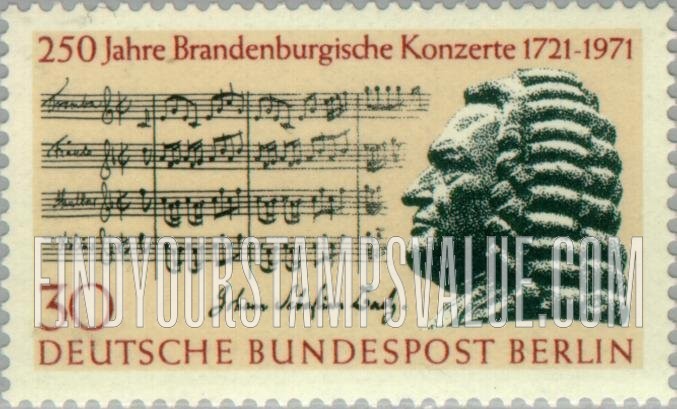 FindYourStampsValue: BERLIN - Score from 2nd Brandenburg Concerto and Bach